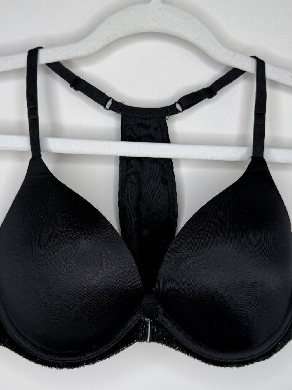 Victoria's Secret Very Sexy Push Up Bra Black Mesh Studded T-Back Front Closure